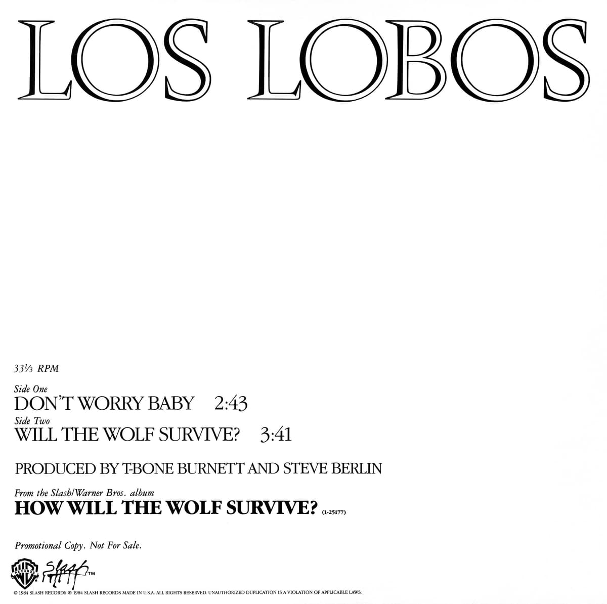 Don't Worry Baby / Will The Wolf Survive?