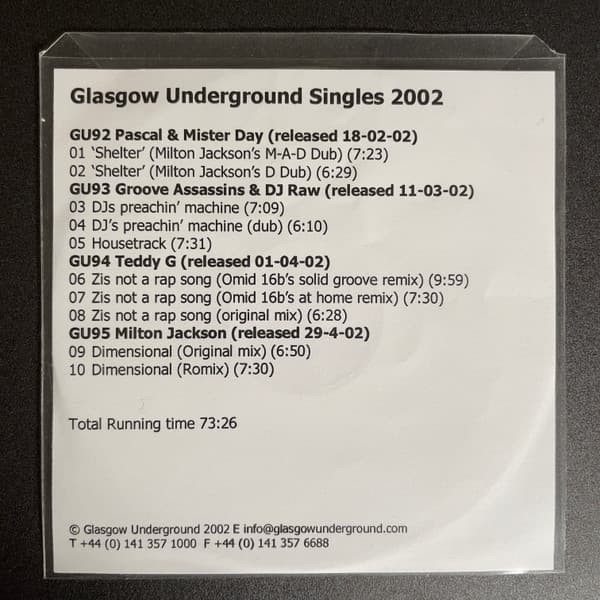 Glasgow Underground Singles 2002