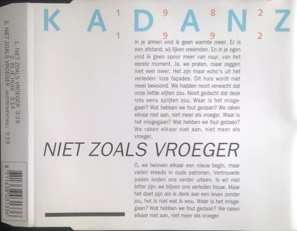 Niet zoals vroeger